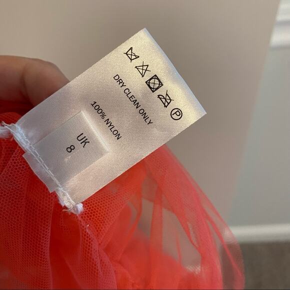 Molly Goddard Hot Pink Mesh Nylon Organza Long Sleeve Mini Dress Small - Picture 10 of 16